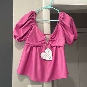 Womens BUDDY LOVE pink leather top! Size large! Brand new with tags.